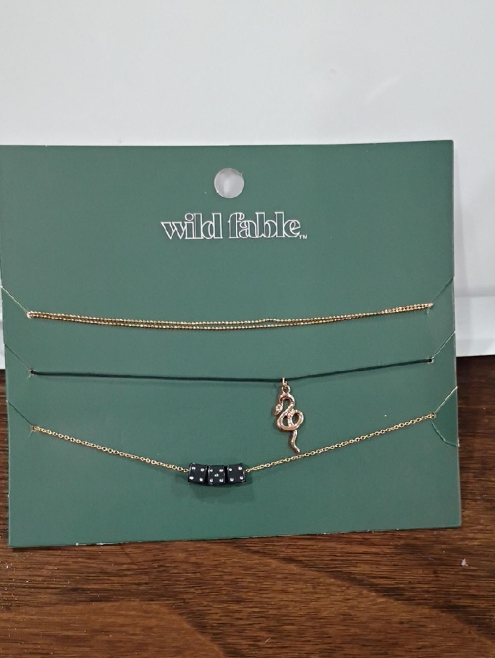 wild fable Gold Layered Necklace Set with Black Dice and Snake Charm Pendant
